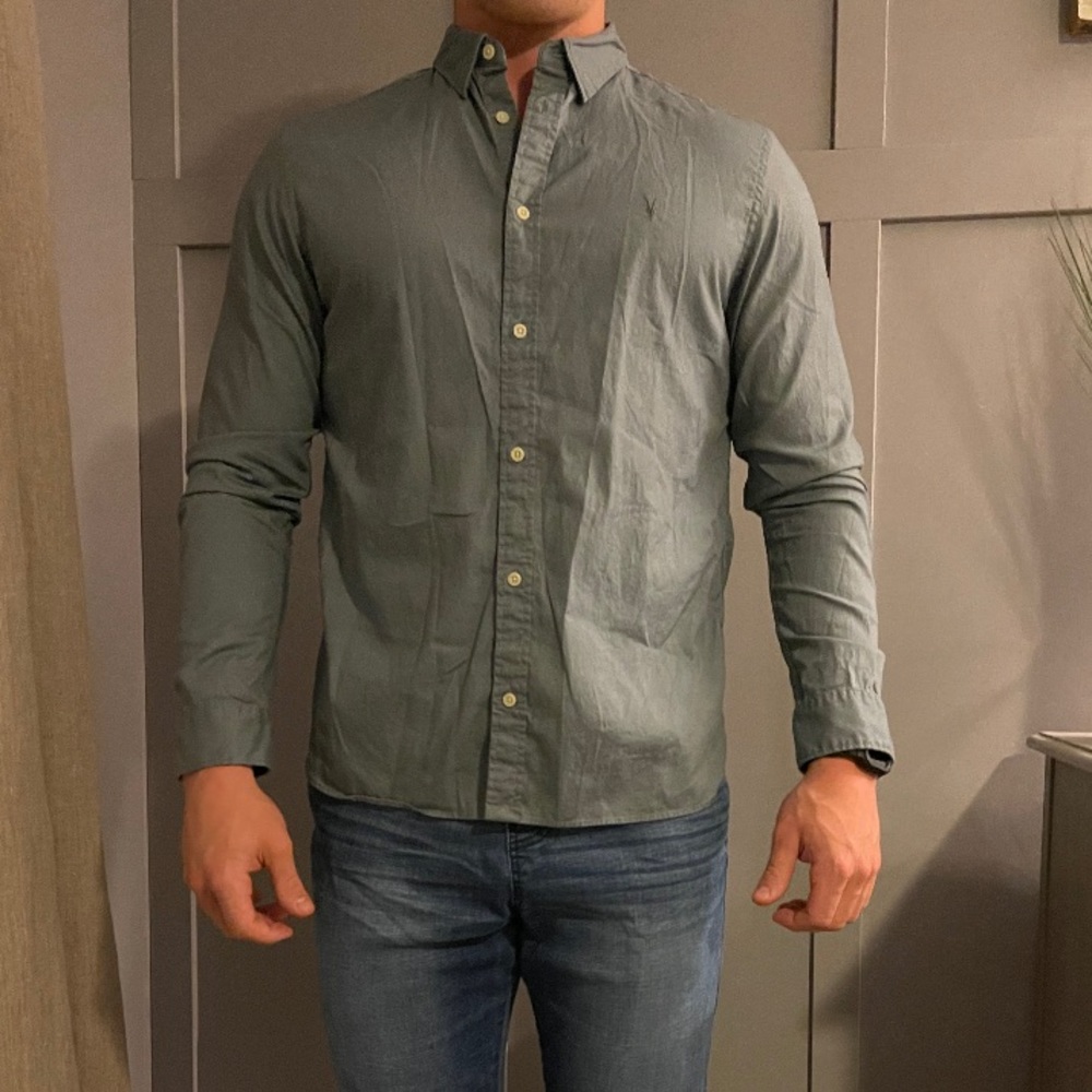 All Saints dress shirt size Large dark grey